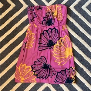 Anthropologie strapless floral mini dress